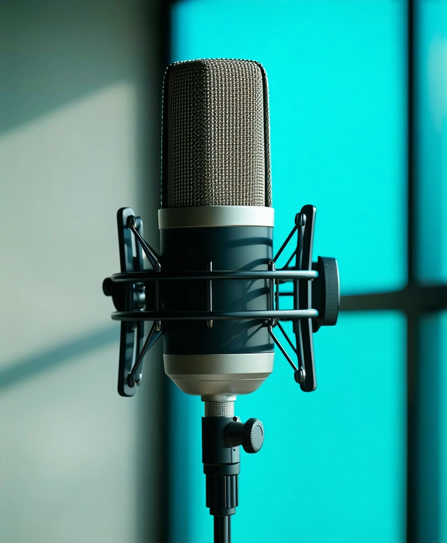 Professionelles Kondensatormikrofon im Aufnahmestudio